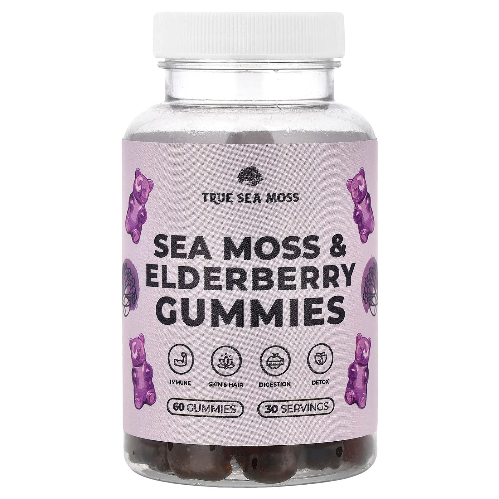 True Sea Moss, Sea Moss & Elderberry Gummies , 60 Gummies