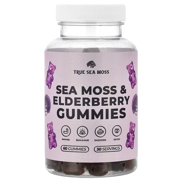True Sea Moss, Sea Moss & Elderberry Gummies , 60 Gummies photo