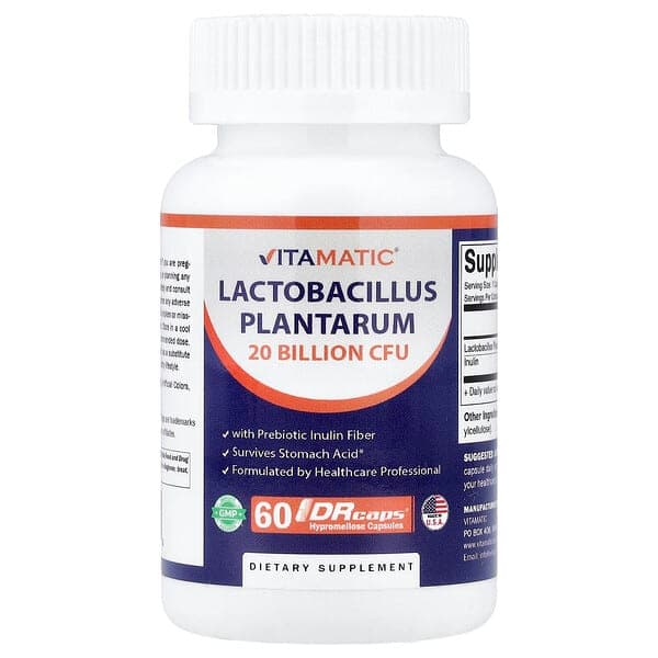 Vitamatic, Lactobacillus Plantarum, 60 DRcaps® Hypromellose Capsules photo