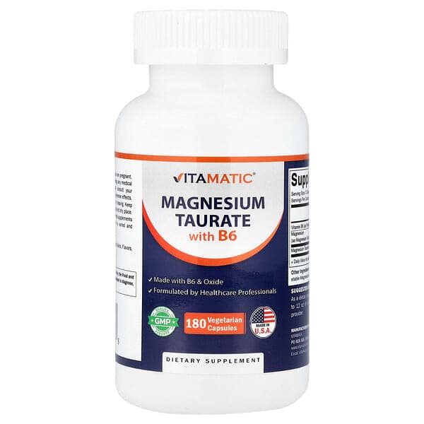 Vitamatic, Magnesium Taurate with B6, 180 Vegetarian Capsules photo
