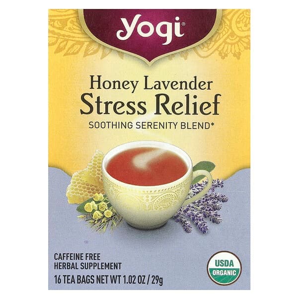 Yogi Tea, Stress Relief, Honey Lavender, Caffeine Free, 16 Tea Bags, 1.02 oz (29 g) photo