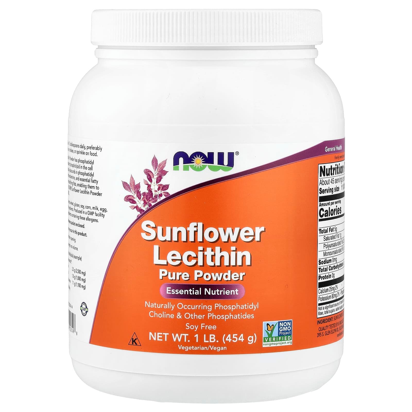 NOW Foods, Sunflower Lecithin Pure Powder, 1 lb (454 g)