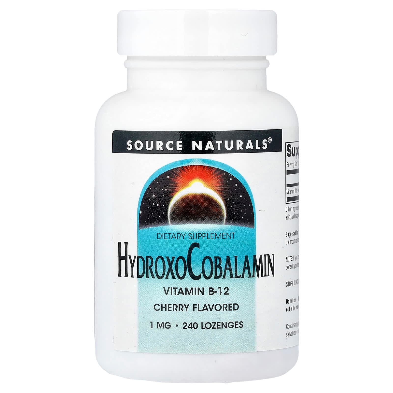 Source Naturals, HydroxoCobalamin, Cherry, 1 mg, 240 Lozenge